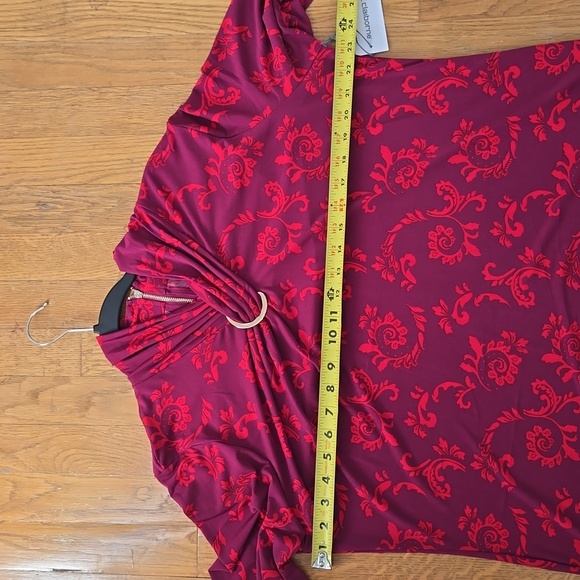 LIZ CLAIBORNE WOMEN'S PETITE LONG SLEEVES MAGENTA FANCY EMBELLISHED BLOUSE PXL - Picture 10 of 16